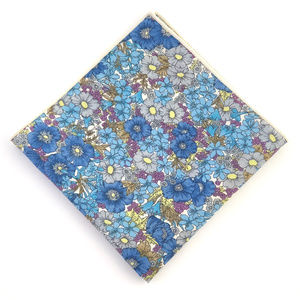 Rustic Blue Floral Pocket Square Handkerchief